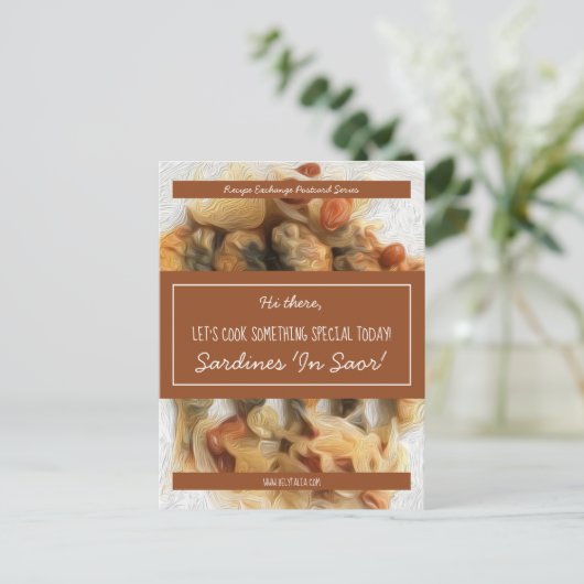 Personalisiertes White Script Brawn-Rezept-Swap Postkarte (Stehend Vorderseite)