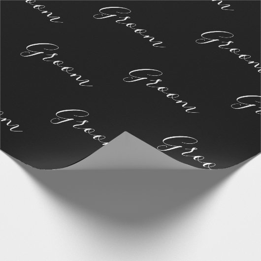 Personalisiertes White Script Eleganname Groom Geschenkpapier (Ecke)
