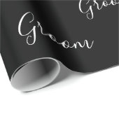 Personalisiertes White Script Eleganname Groom Geschenkpapier (Rolleneckpunkt)