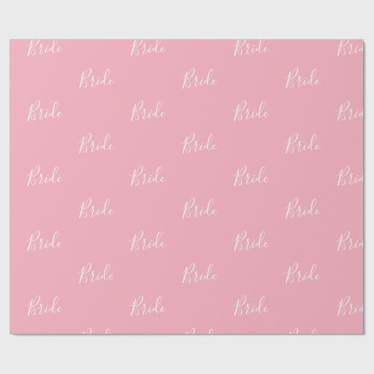 Personalisiertes White Script Rosa Girly Elegante Geschenkpapier (Flach)