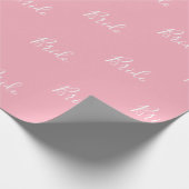 Personalisiertes White Script Rosa Girly Elegante  Geschenkpapier (Ecke)