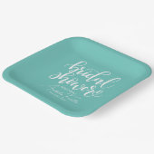 Personalisiertes White Wedding Brautparty Aquamari Pappteller (Gewinkelt)