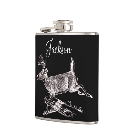 Personalisiertes Whitetail-Dollar-Springen Flachmann (Links)