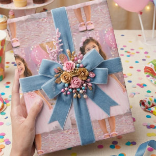 Personalisiertes wiederholendes Foto-Geburtstagsge Geschenkpapier