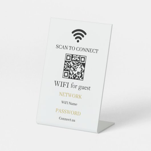 Personalisiertes WiFi-QR-Code-Netzwerk-Podiumsschi Sockelschild (Vorderseite)