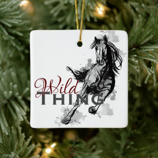 Personalisiertes Wild Ding Galloping Pferd Weihnac Keramikornament (Baum)