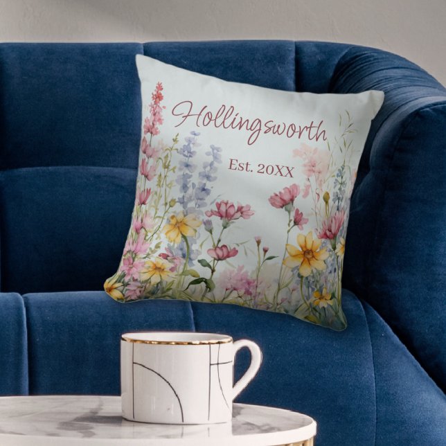 Personalisiertes Wildblume Kissen (Personalized Watercolor Wildflower Field Throw Pillow
)