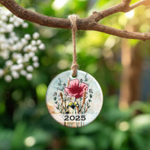 Personalisiertes Wildblumen-Kunst-Andenken-Ornamen