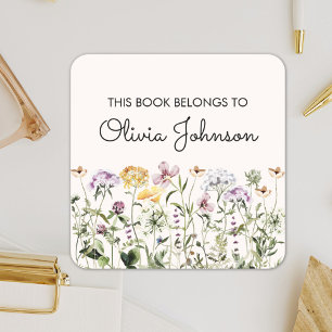 Personalisiertes Wildblumengarten-Blumen-Exlibris Quadratischer Aufkleber