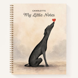 Personalisiertes Windhund-Notizbuch mit Namen Notizblock
