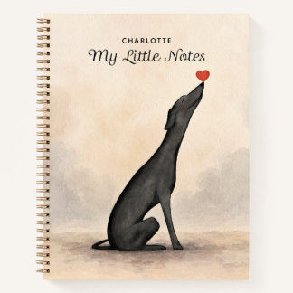 Personalisiertes Windhund-Notizbuch mit Namen Notizblock