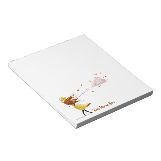 Personalisiertes Windy Girl mit Cloud Notizblock (angewinkelt)