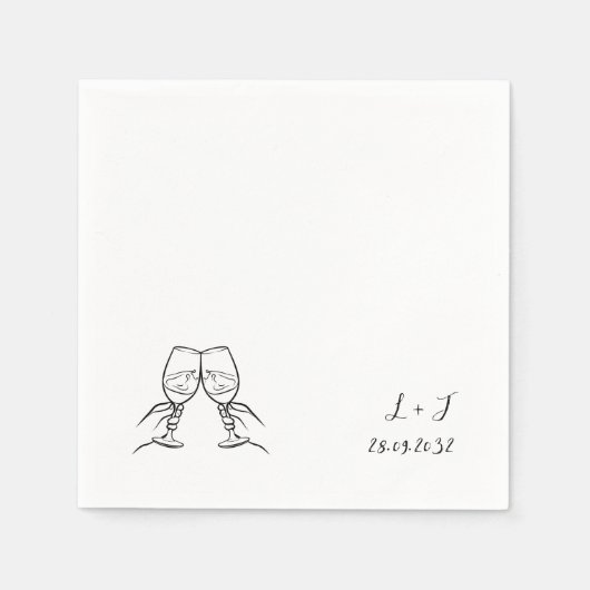 Personalisiertes Wine Glasses Monogram-Hochzeitspa Serviette (Vorderseite)