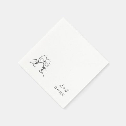 Personalisiertes Wine Glasses Monogram-Hochzeitspa Serviette (Ecke)