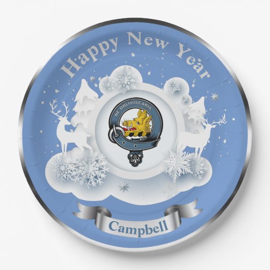 Personalisiertes Winter-Abzeichen des Campbell-Cla Pappteller (Vorderseite)