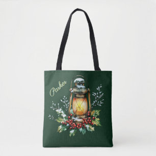 Personalisiertes Winter-Wasserfarben-Stechpalme & Tasche