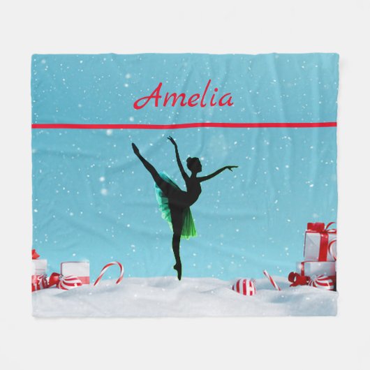 Personalisiertes Winter Wonderland Ballett Weihnac Fleecedecke (Vorderseite (Horizontal))