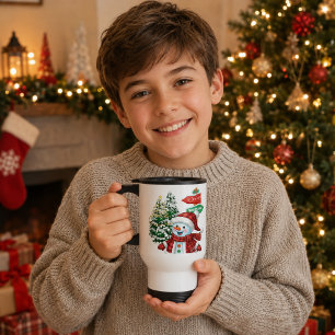 Personalisiertes Winter Wonderland Schneemann Weih Reisebecher