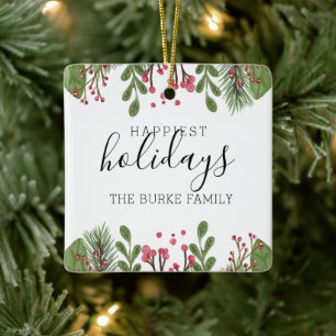 Personalisiertes Wintergrünzeug Keramikornament