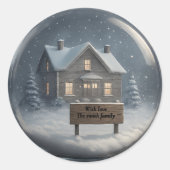 Personalisiertes Winterhaus mit Individuelle Name- Runder Aufkleber (Vorderseite)