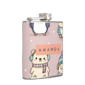 Personalisiertes Winterpinguin-Muster Flachmann (Rechts)