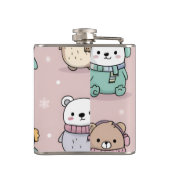 Personalisiertes Winterpinguin-Muster Flachmann (Rückseite)