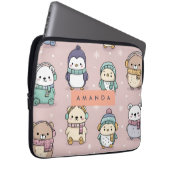 Personalisiertes Winterpinguin-Muster Laptopschutzhülle (Vorne Rechts)