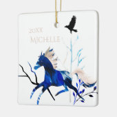 Personalisiertes Winterpony und Crow HorChristmas Keramikornament (Links)