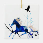 Personalisiertes Winterpony und Crow HorChristmas Keramikornament (Rückseite)