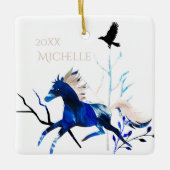 Personalisiertes Winterpony und Crow HorChristmas Keramikornament (Vorderseite)