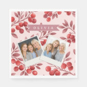 Personalisiertes Winterrotes Beeren-Botanik-Cottag Serviette (Vorderseite)