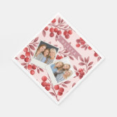 Personalisiertes Winterrotes Beeren-Botanik-Cottag Serviette (Ecke)
