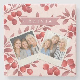 Personalisiertes Winterrotes Beeren-Botanik-Cottag Steinuntersetzer