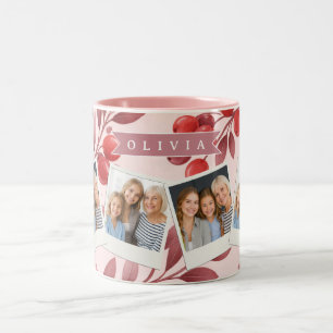 Personalisiertes Winterrotes-Beeren-Botanik-Cottag Zweifarbige Tasse