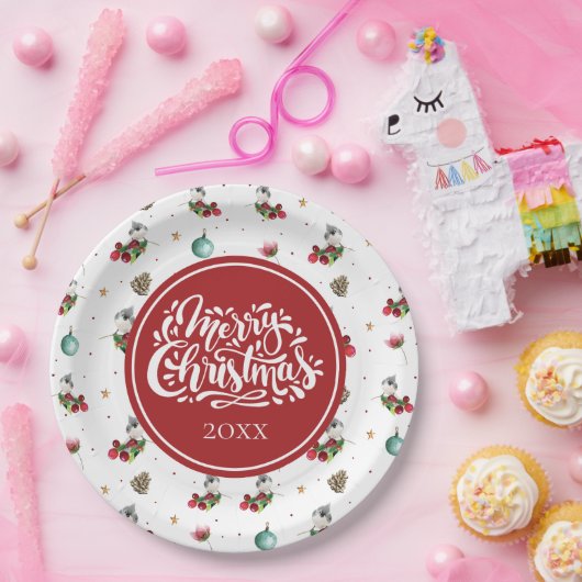 Personalisiertes Wintervogelmuster Pappteller (Party)