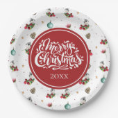 Personalisiertes Wintervogelmuster Pappteller (Vorderseite)