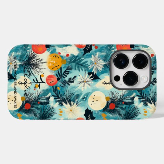 Personalisiertes Winterwunderland Botanisch Case-Mate iPhone Hülle (Rückseite (Horizontal))