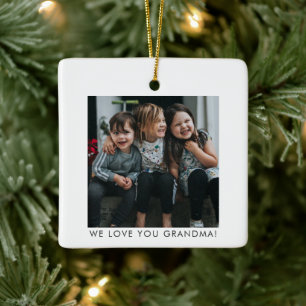 Personalisiertes Wir lieben dich Oma Foto Einfach Keramikornament