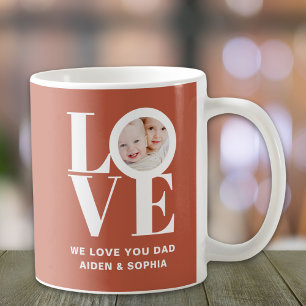 Personalisiertes Wir lieben dich Papa Foto Kaffeetasse