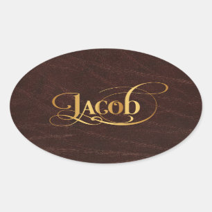 Personalisiertes Wirbles Script Jacob Gold auf Led Ovaler Aufkleber