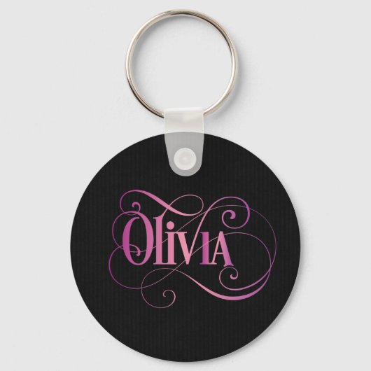 Personalisiertes Wirbles Script Olivia Pink auf Sc Schlüsselanhänger (Vorderseite)