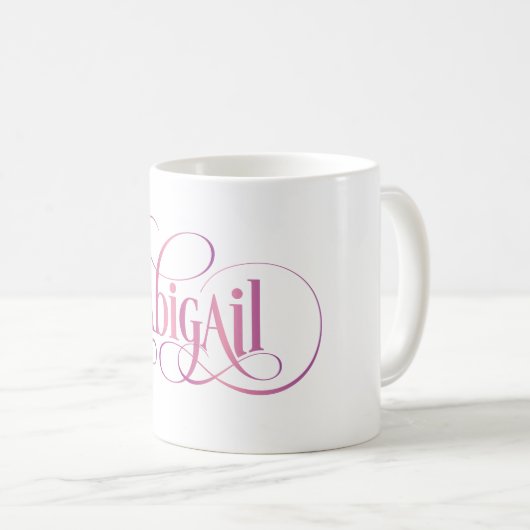 Personalisiertes Wirbles Skript-Abigail-Rosa Kaffeetasse (VorderseiteRechts)