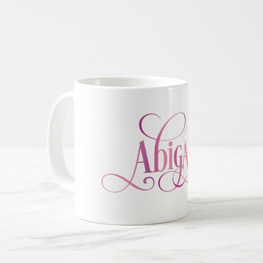 Personalisiertes Wirbles Skript-Abigail-Rosa Kaffeetasse (Vorderseite Links)