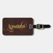 Personalisiertes Wirbles Skript Agostinho Gold Lea Gepäckanhänger (Vorderseite horizontal)