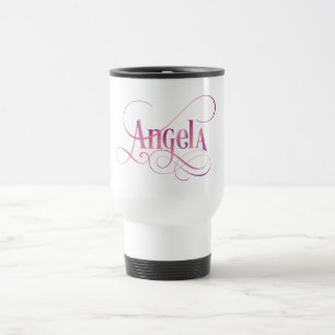 Personalisiertes Wirbles Skript-Angela-Rosa auf Reisebecher