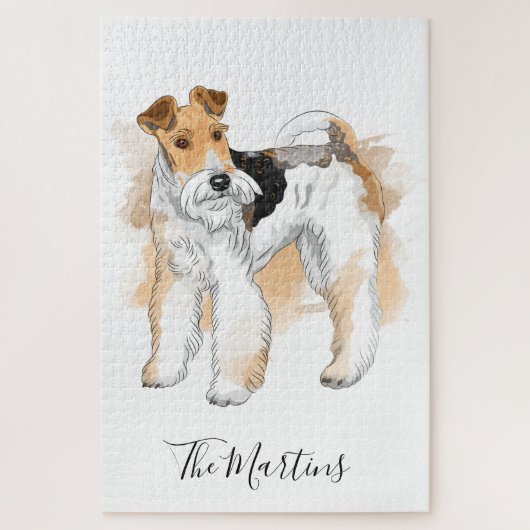 Personalisiertes Wire Fox Terrier Watercolor Dog F Puzzle (Vertikal)
