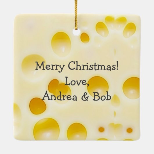 Personalisiertes Wisconsin Kuh und Käse Weihnachte Keramikornament (Rückseite)