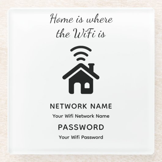 Personalisiertes WLAN-Kennwort und Netzwerk für Gä Glasuntersetzer (Vorderseite)