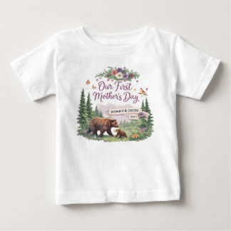 Personalisiertes Woodland 1. Muttertags-Baby-T-Shi Baby T-shirt