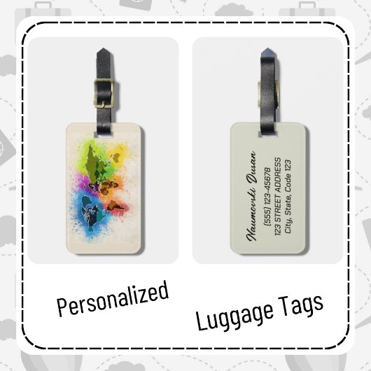 Personalisiertes World Map Reiseabenteuer Modernes Gepäckanhänger